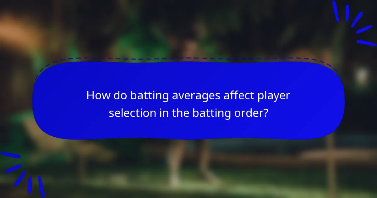 How do batting averages affect player selection in the batting order?