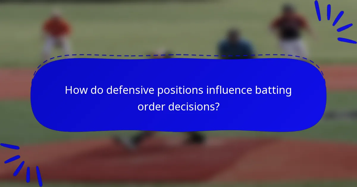 How do defensive positions influence batting order decisions?