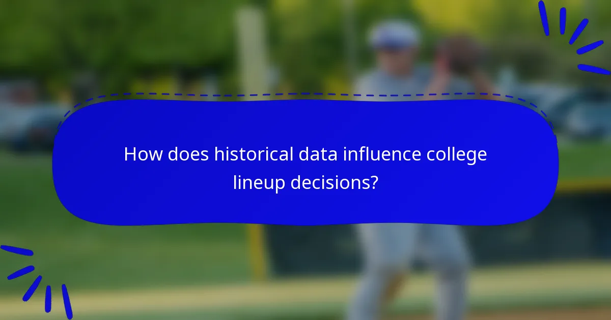 How does historical data influence college lineup decisions?