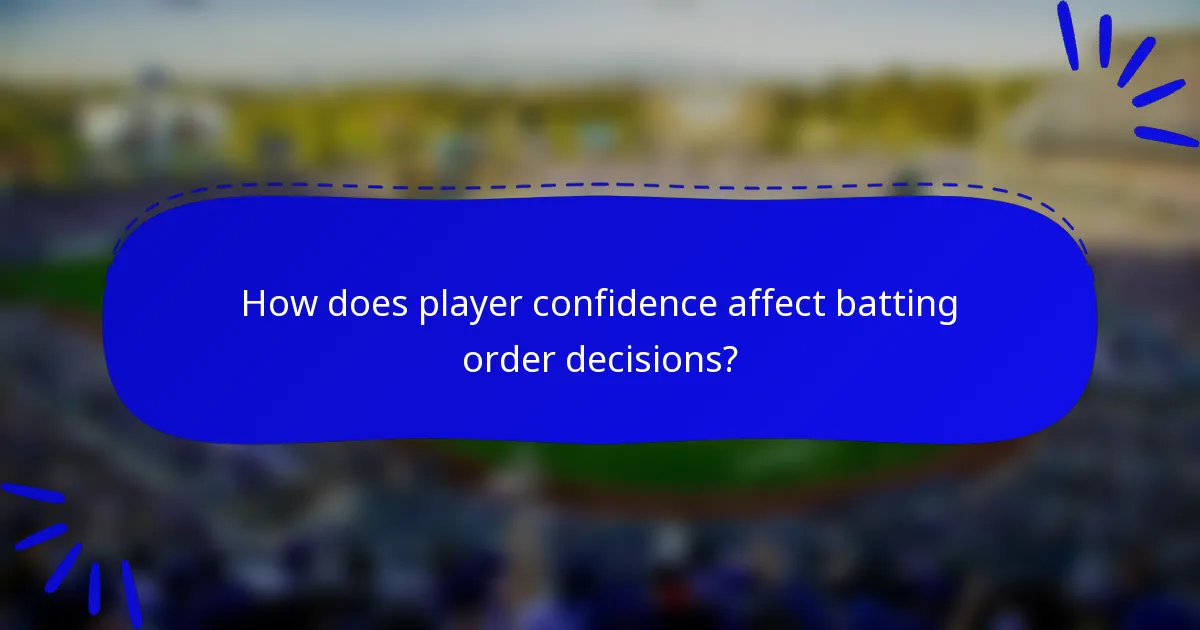 How does player confidence affect batting order decisions?