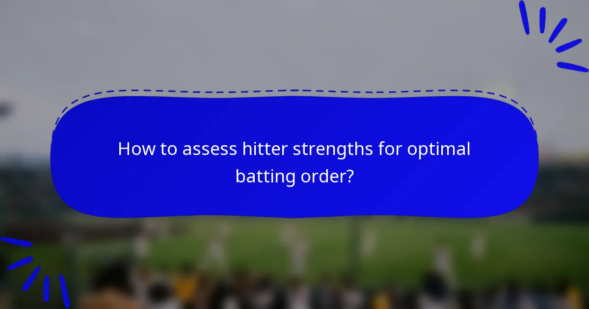How to assess hitter strengths for optimal batting order?