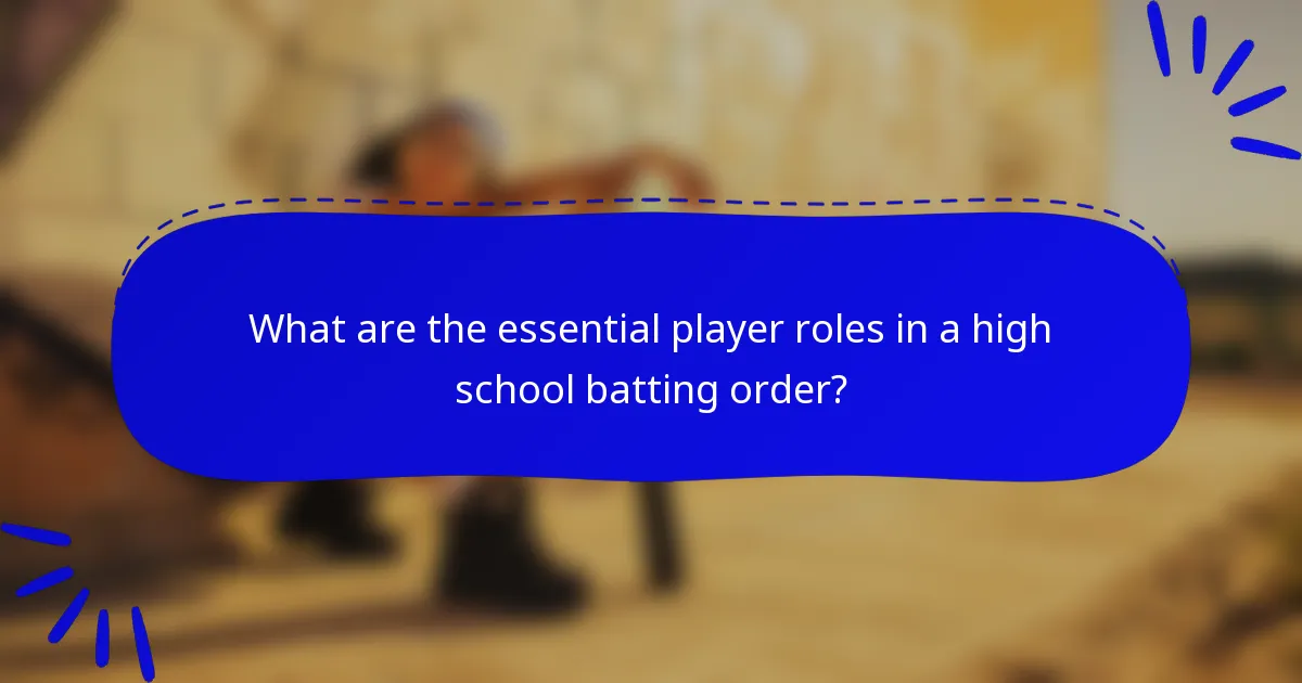 What are the essential player roles in a high school batting order?