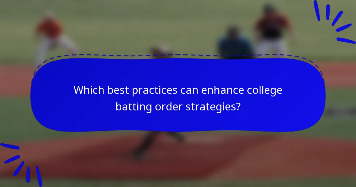 Which best practices can enhance college batting order strategies?