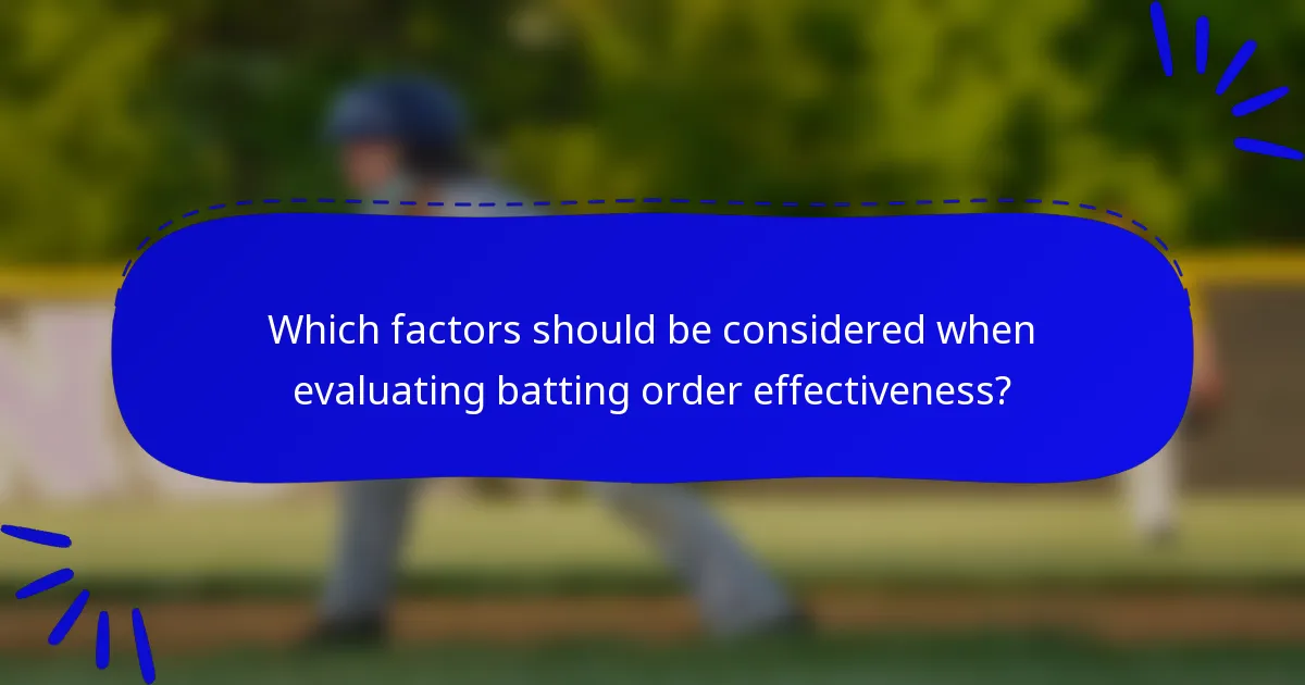 Which factors should be considered when evaluating batting order effectiveness?