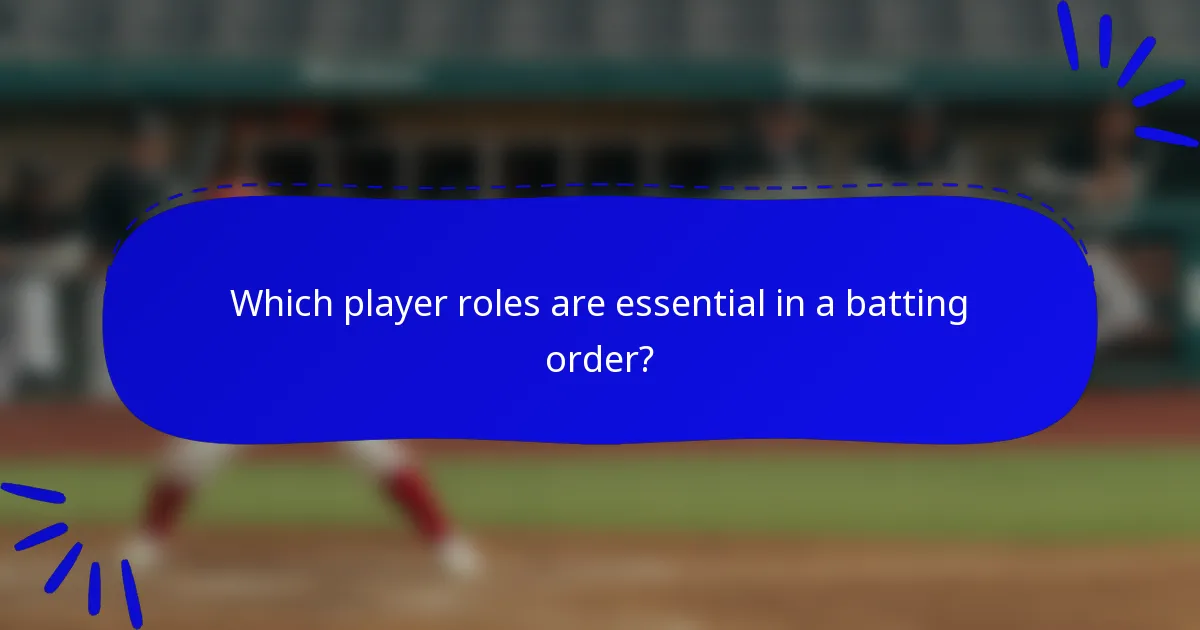 Which player roles are essential in a batting order?