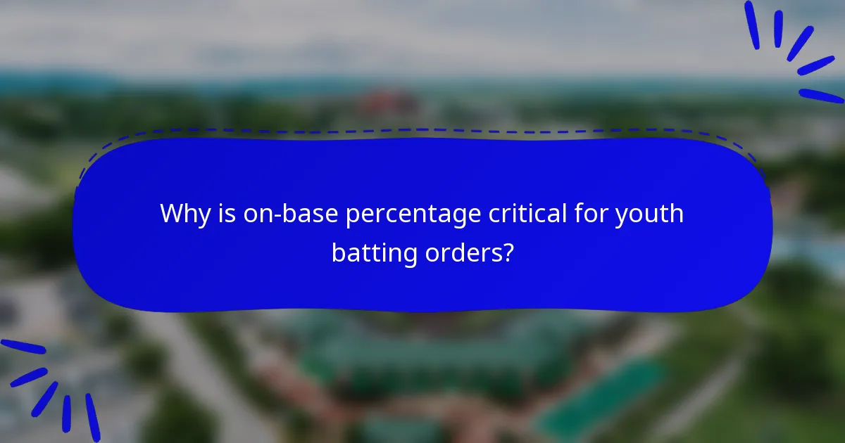 Why is on-base percentage critical for youth batting orders?